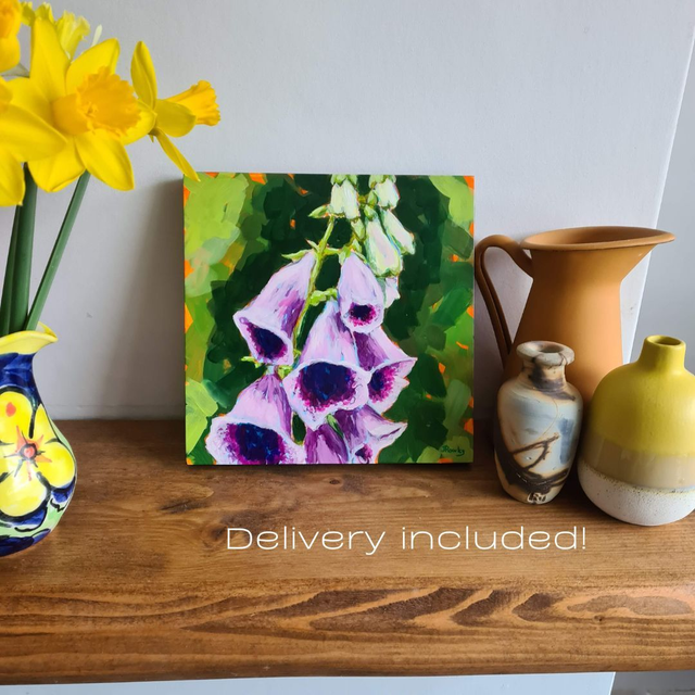 Foxglove handpainted acrylic contemporary impressionist style painting