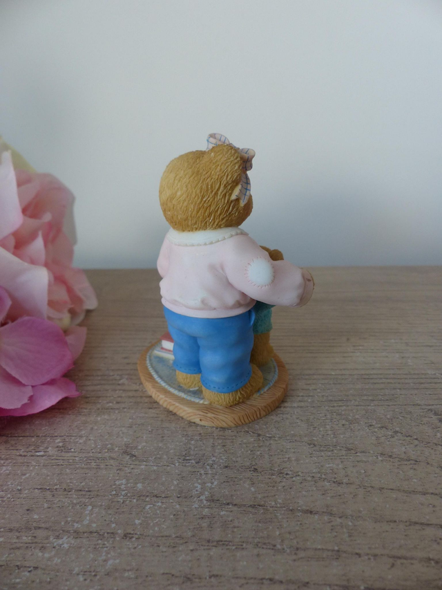 Ours et bébé en résine Cherished Teddies, tu es la meilleure babysitter au monde, Enesco, collection ours, cadeau maman naissance famille