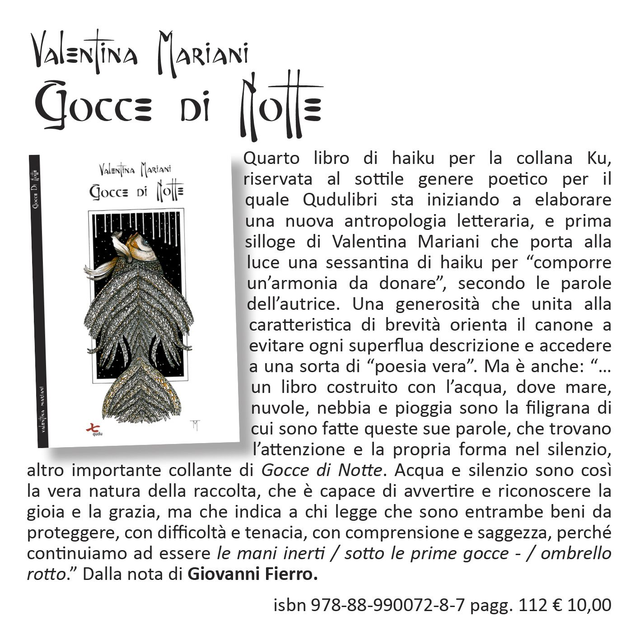 Valentina Mariani, "Gocce di notte", qudulibri 2017