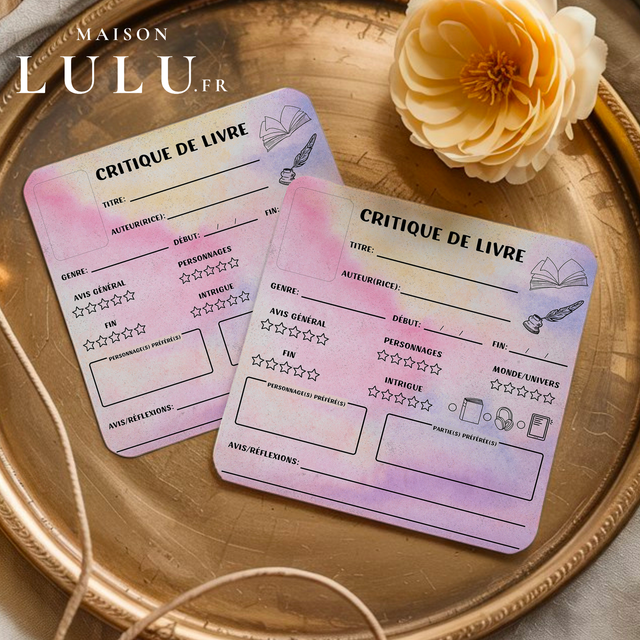 Marque page carré, Signet critique de livre, 12 couleurs