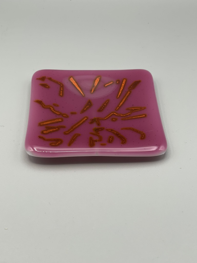 Ruby Pink and Brass Effect Ring Dish