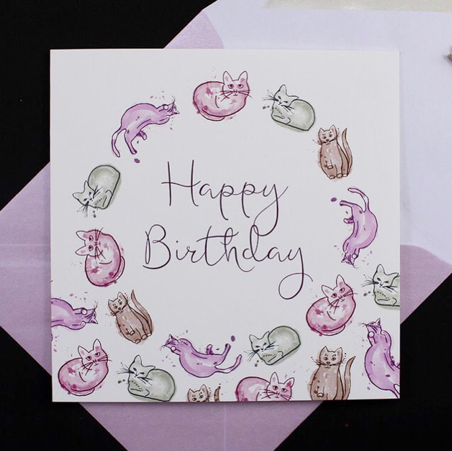 Cat Smorgasbord Wreath Birthday Card