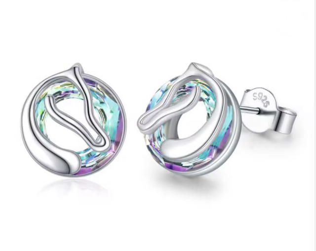 925 Silver Plated Crystal Stud Earrings