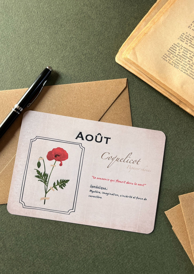 Carte 08. Août, le Coquelicot