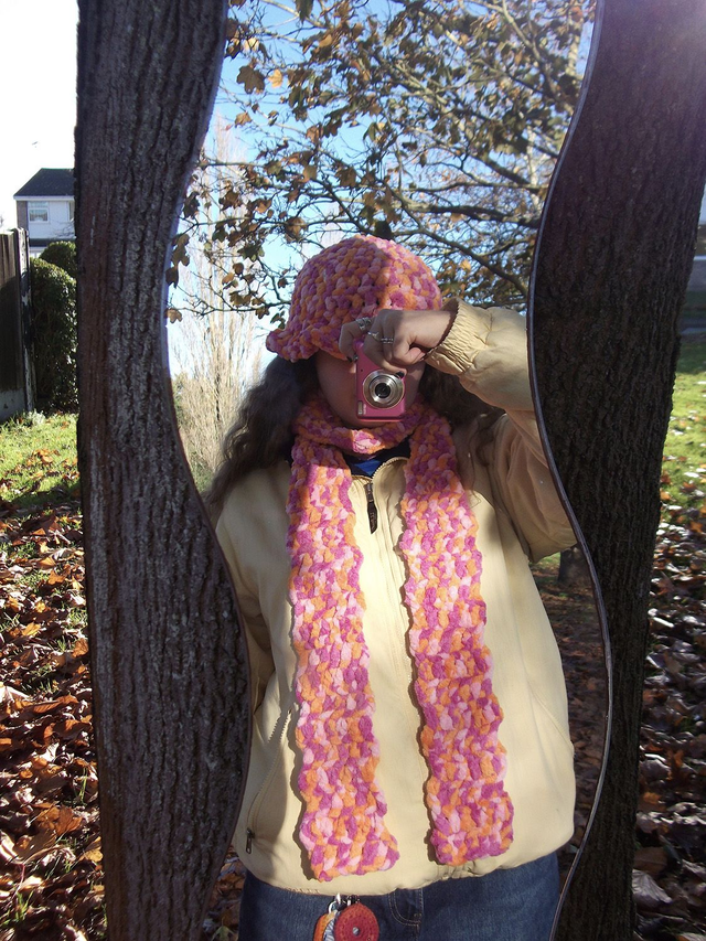 Pink and Orange Wobbly Skinny Scarf