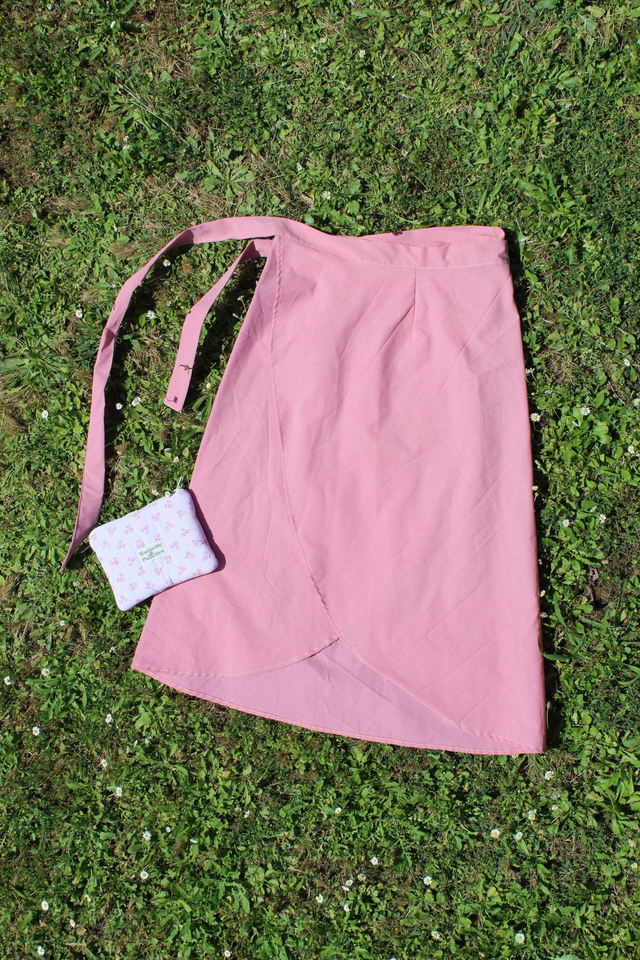 Jupe portefeuille rose upcyclée - Taille unique