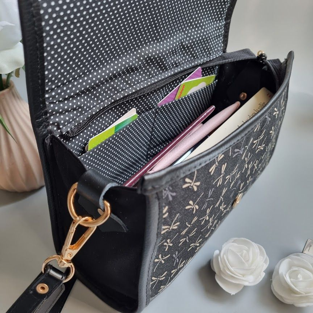 Mini-sac cartable "Tombo" noir & simili cuir noir