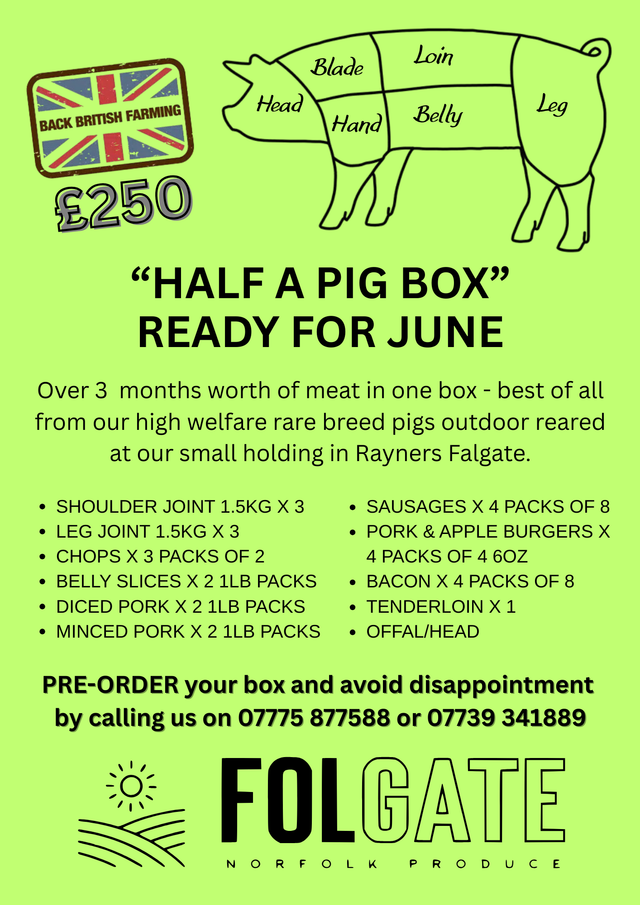 Half a pig box pre-order deposit (balance of £225 payable upon delivery/collection)