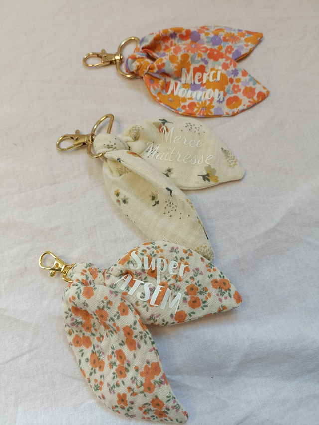 Porte clé tissu à message