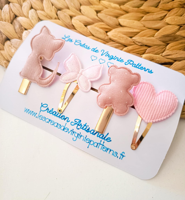 Barette Cheveux, pinces Rose & doré " Collection Printemps " 