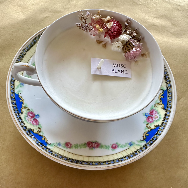 Bougie BRIORD - Parfum Musc blanc - Tasse et sous tasse  Anciennes  