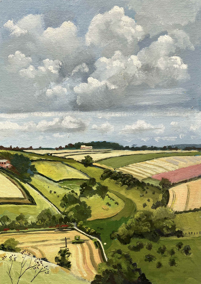 ( SOLD) Thixendale Harvest, oil on canvas board, 14x10 inch.