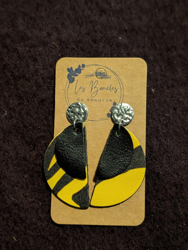 Boucles d'oreilles Ama zèbre jaune a007
