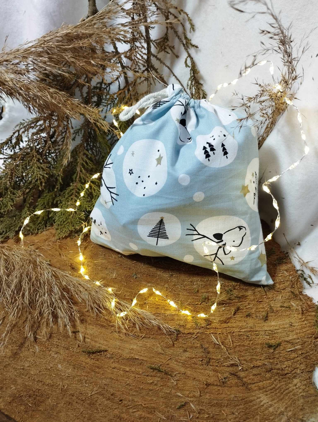 Emballage Cadeau - Pochon - Sac cadeau (motif Noël montagnard)
