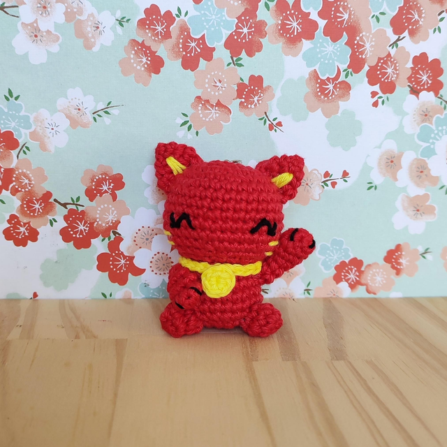 Porte-clé Maneki Neko - rouge