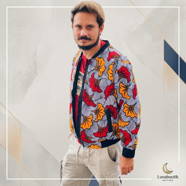Veste Bomber Réversible – Fleur de mariage Rouge