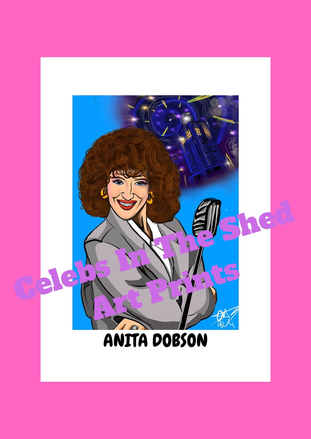 Anita Dobson Limited Edition Signed A4 Comic Style Print (Blue) At Our Private Signing COMING SOON