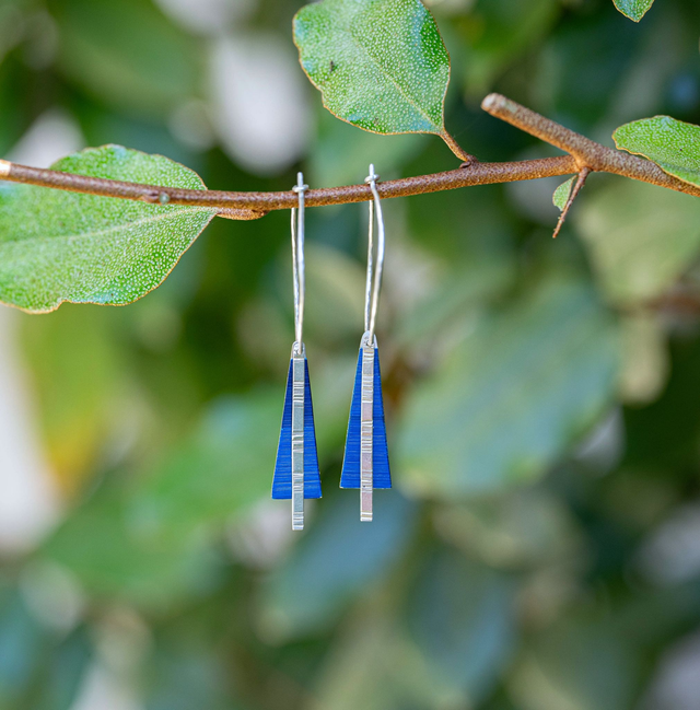 Boucles d'oreilles Tria - Argent, bleu
