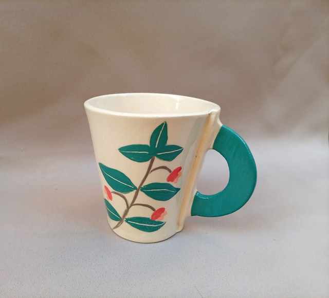 Tasse feuillage (fusain)