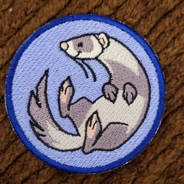 Ferret embroidered patch purple