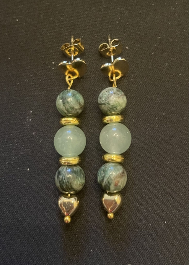 Boucles d'oreilles Fuschite et Aventurine verte de 8 mm