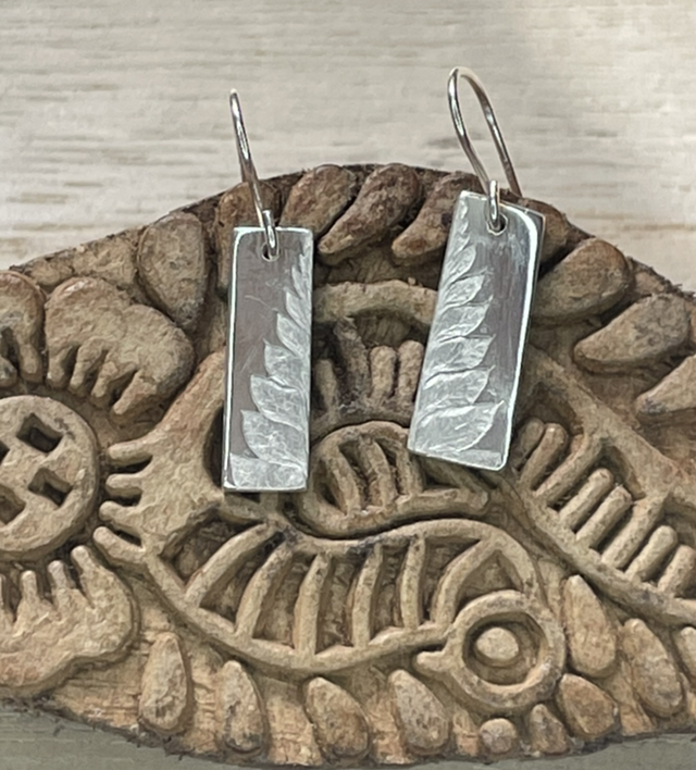 Half fern silver earrings