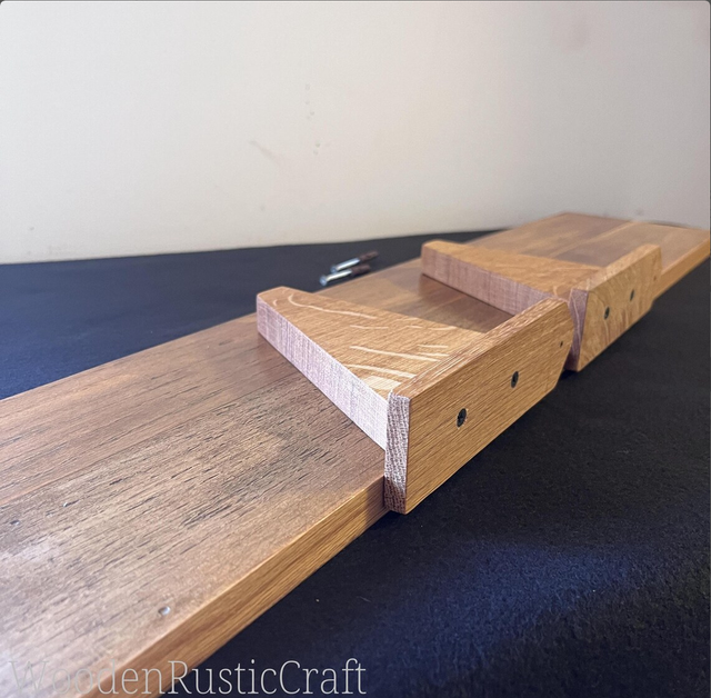 Reclaimed Rubberwood Shelf with Oak Handles