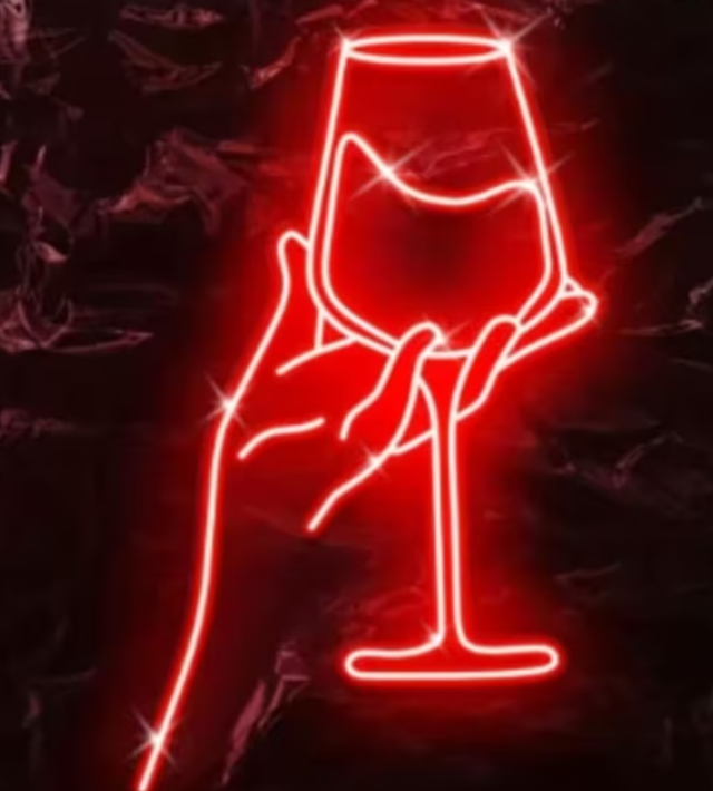 LED lamp neon stijl Wijnglas rood (42x26cm)