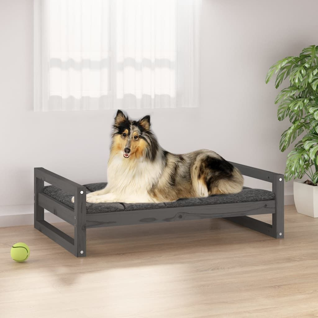Lit pour chien Gris 95,5x65,5x28 cm Bois de pin solide