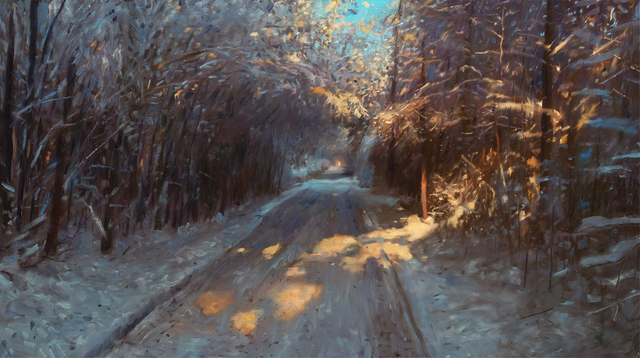 Podróż zimowa 70x125 olej płótno 2025 oprawiony