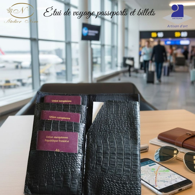 Étui de Voyage Familial en Similicuir – Protège-Passeport Artisanal