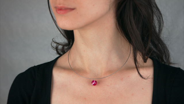 Collier pendentif agate rose