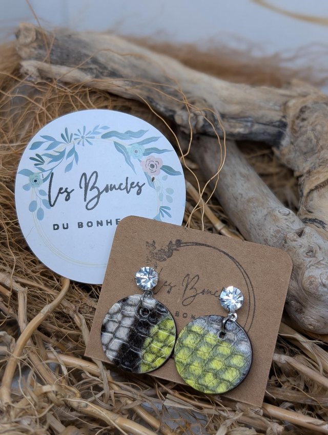 Boucles d&#039;oreilles Anti Gaspi serpent vert ag046