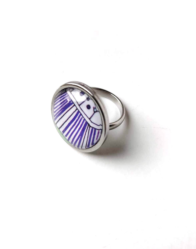 Bague Upcyclée Carte de Tarot Recyclée - Géométrique