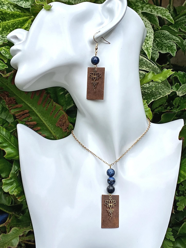 Dumortierite Bead Earring and Necklace Set
