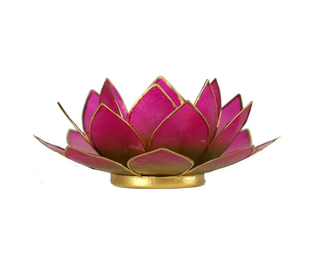 Bougeoir lotus rose vert bords dorés