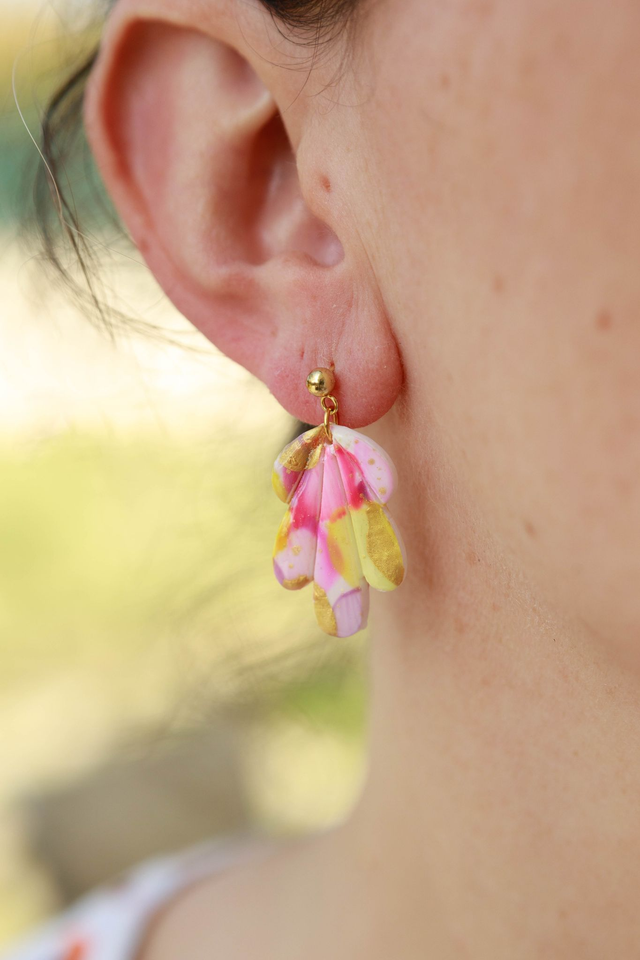 Boucles d&#039;oreilles Feuilles Collection Floraison Colorée