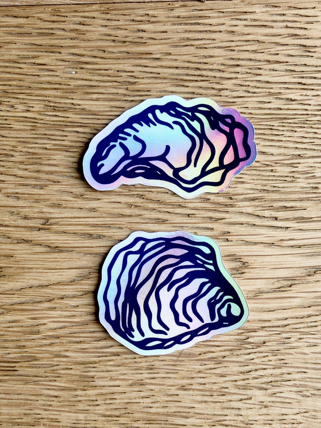 Holographic Oyster Sticker Duo