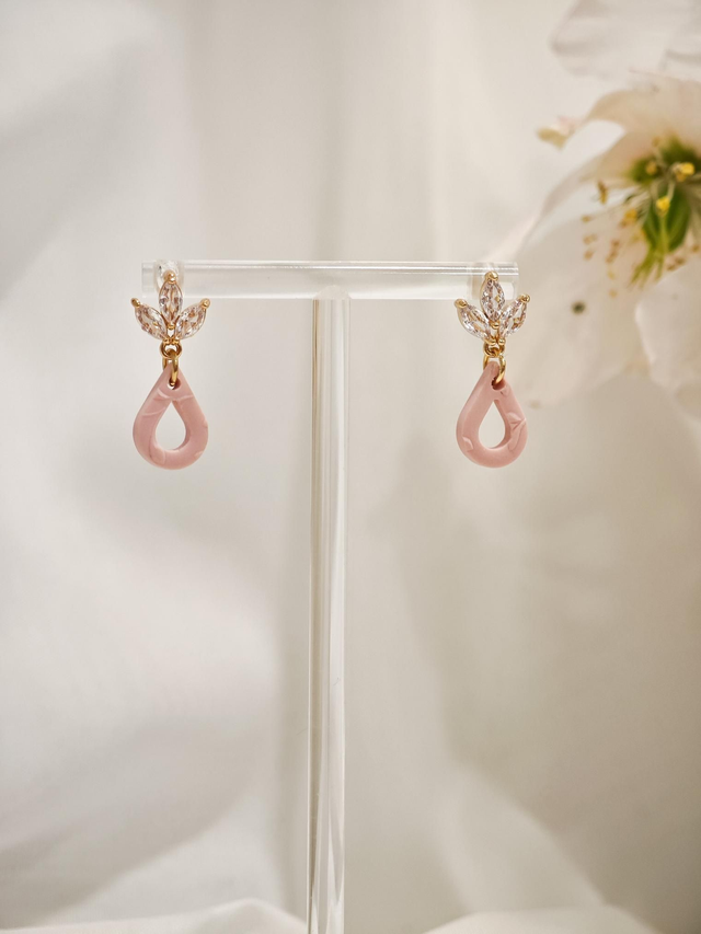 Dusty pink - Spring edition mali kaplja uhani s osnovo iz cirkonije 