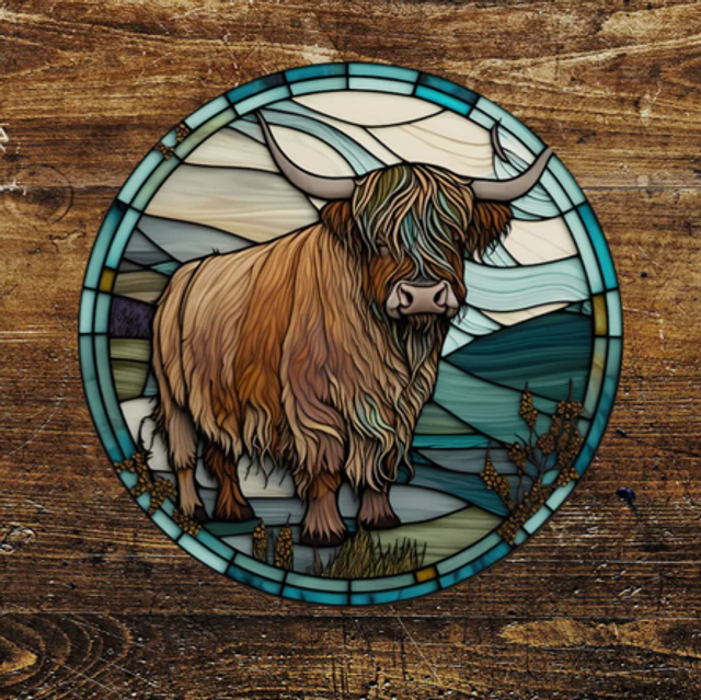 Stain glass metal sign