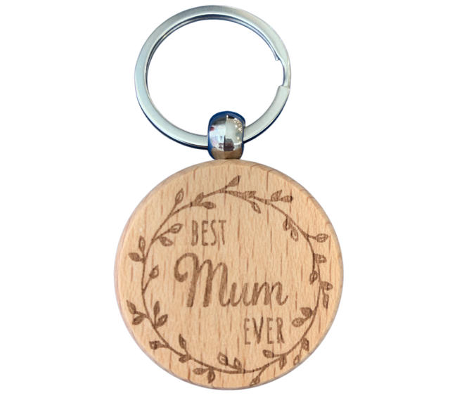 Best Mum Ever Wooden Double Sided Keyring