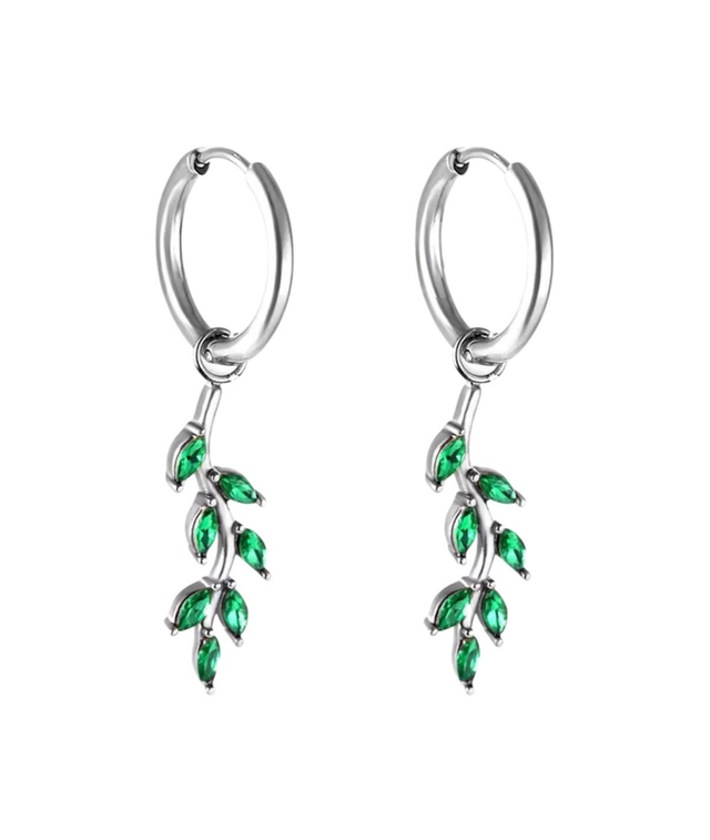 Green Leaf Huggie Earrings