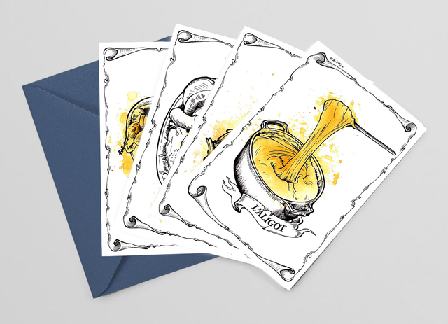 Lot de 4 cartes postales gastronomique