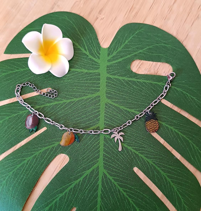 Bracelet breloques fruits argent 