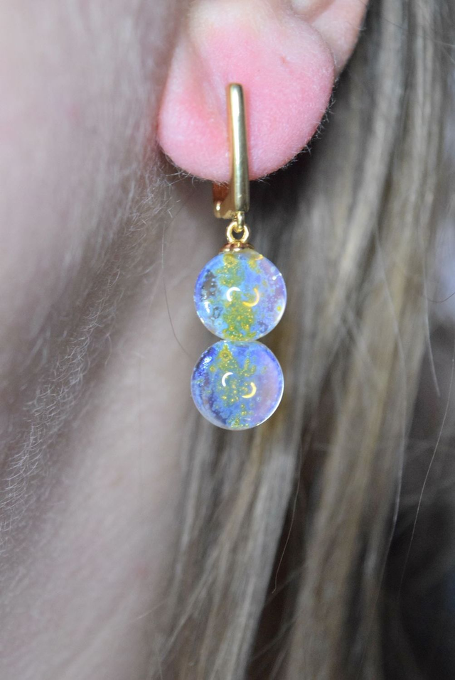 DORMEUSES DOUBLE VOIE LACTÉE TRANSPARENT MONTURE OR (DVL17)