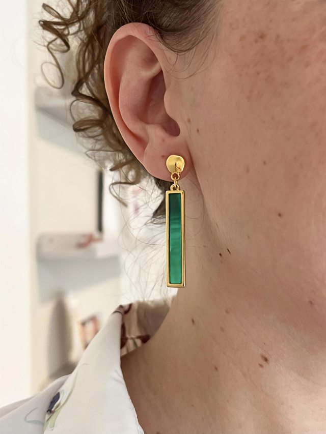 Boucles d'oreilles vitrail vert intense