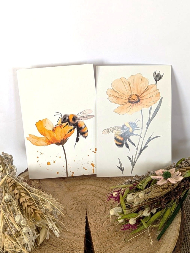 π Pack of 6 Elegant Blank Bee Greeting Cards (6 Designs)