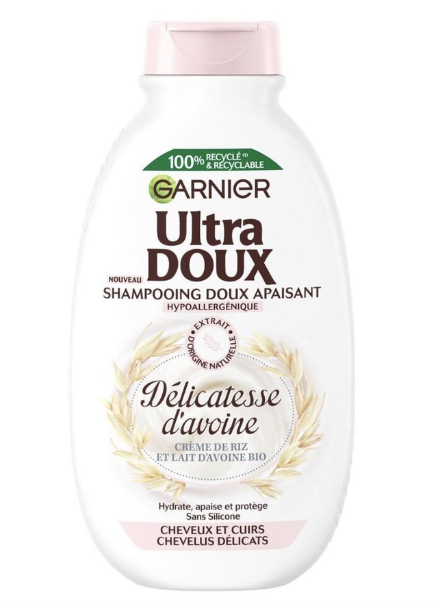 Ultra doux GARNIER Shampoing Apaisant Cheveux Et Cuirs Chevelus Délicats Crème De Riz Et Lait D'avoine Bio