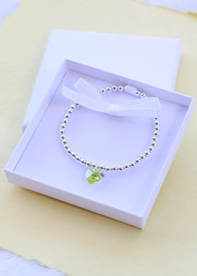 Citrus Serenity Crystal Heart Charm Bracelet 