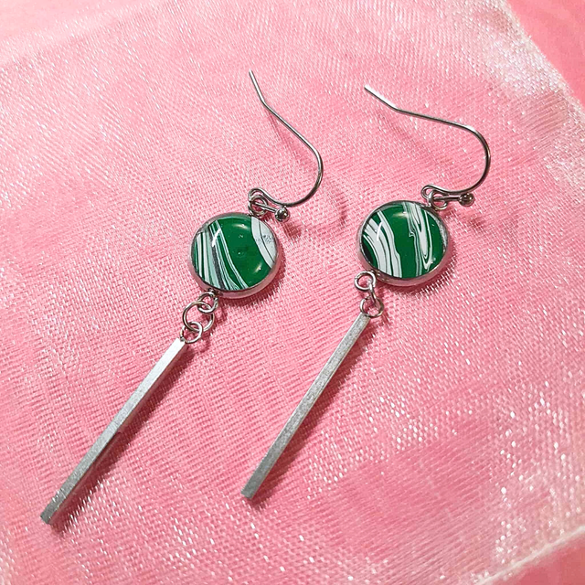 ROSEE MATINALE - Boucles d'oreilles - Vert et blanc - Métal argenté